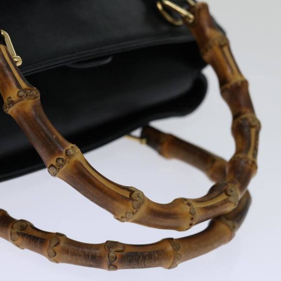 GUCCI Bamboo Hand Bag Leather Black 000 122 0316 Auth 68517 - Picture 7 of 16